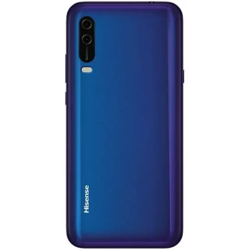 Back view of the Hisense Infinity E30 Lite - Nebula blue cover, dual camera, removable battery.