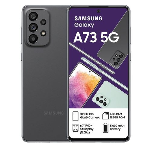 Samsung A73 5g front and back view with specs