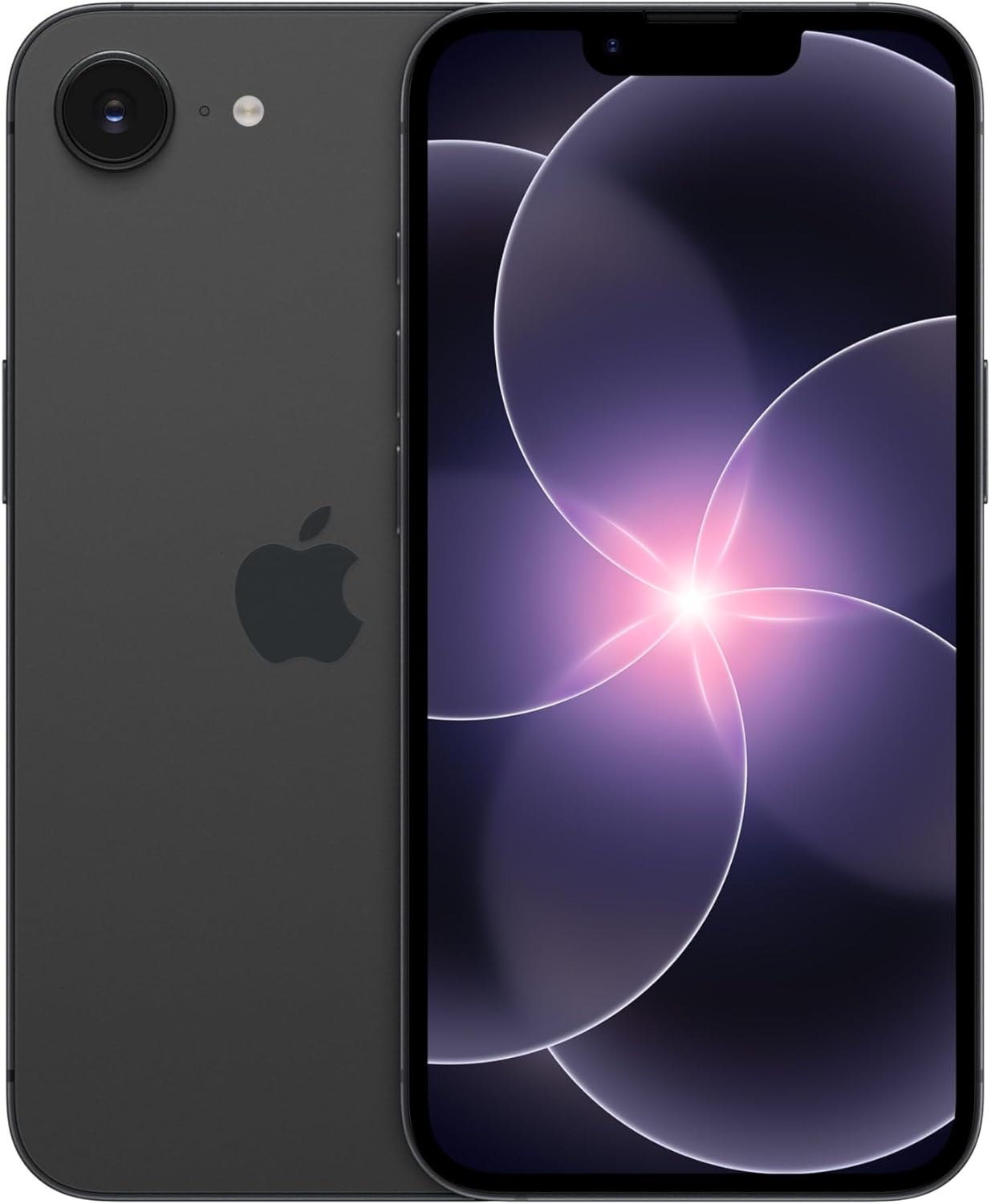 Apple iPhone 17e front and back views including flash and cameras