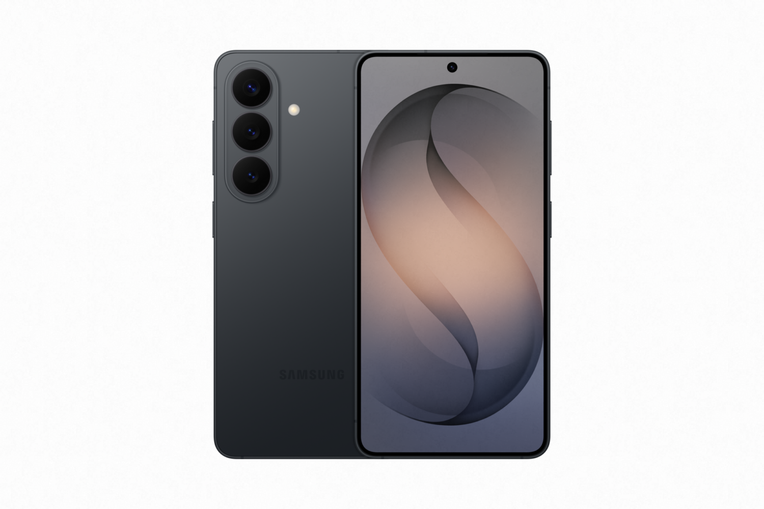 Samsung S26 smartphone with full front view and partial back view including cameras.